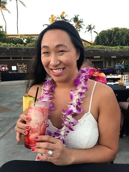 Hilton Grand Vacations Owner posing, luau, Hawaii.